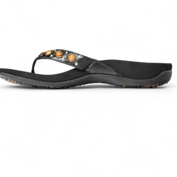 Vionic Women's Rest Floriana Toepost Sandal - Ladies Flip flops Black Croco - Picture 3 of 4